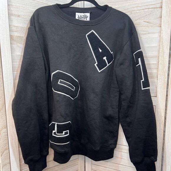 Black Laced Up Sneak Gallery GOAT Patch Sweatshirt L - Picture 1 of 7